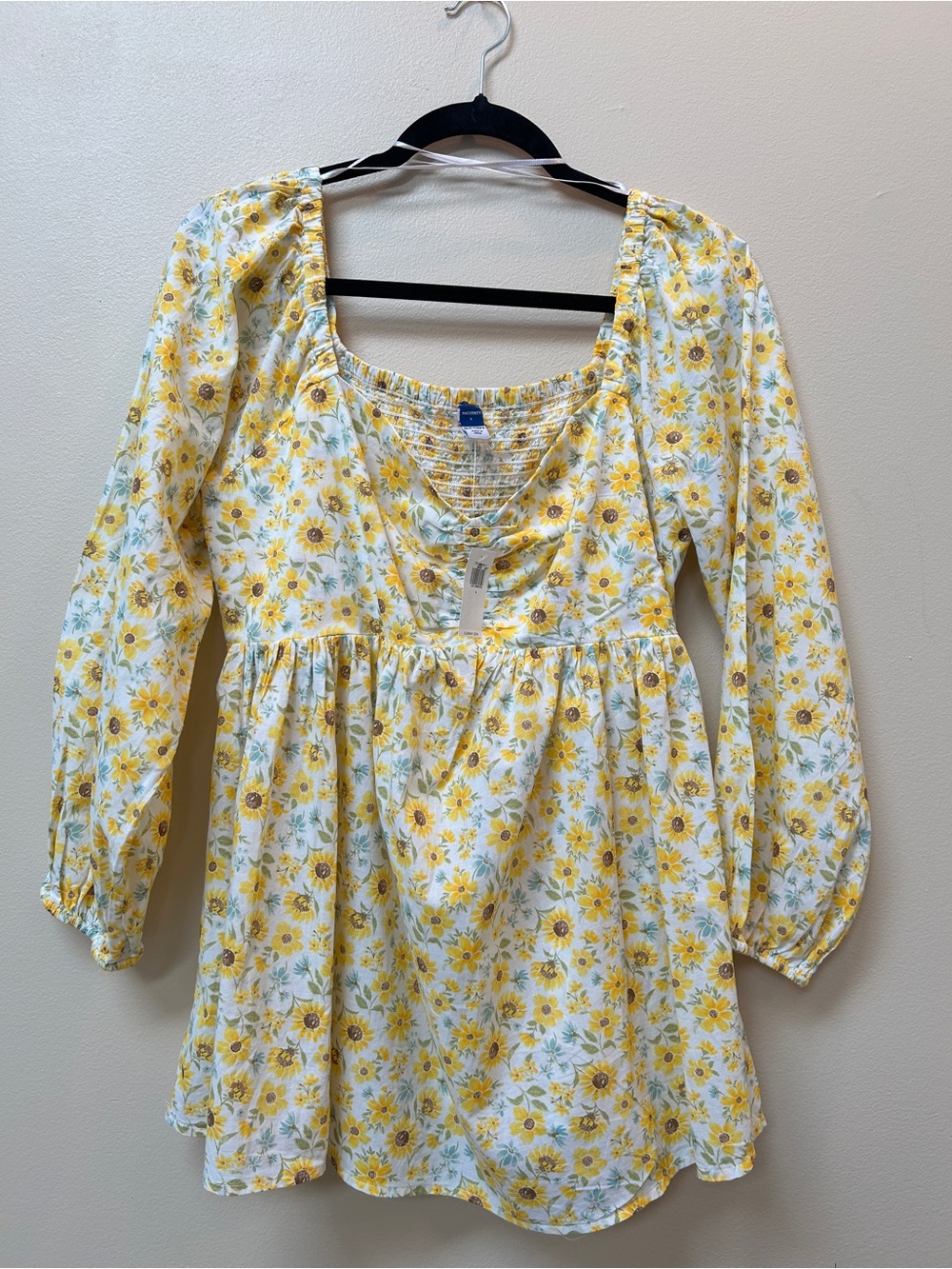 Old Navy Yellow Sunflower Maternity Smocked Top